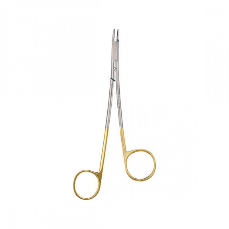 Gillies Needle Holder, Tungsten Carbide, Offset Design, Curved, Serrated Jaws, 4 1/4" (10.8 Cm)